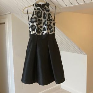 Theia Tulip Halter Cheetah Print Dress